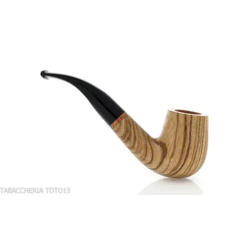 Pipe série New Look Strips, finition zebrano, forme billard courbée - Pipe Pour le Tabac - Racine naturelle, Bois