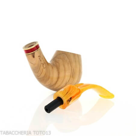 Pipe série Oliver, finition olive naturelle, forme Apple courbée Talamona pipe Talamona
