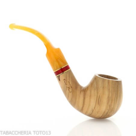 Oliver series pipe, natural olive finish, curved Apple shape Talamona pipe Talamona