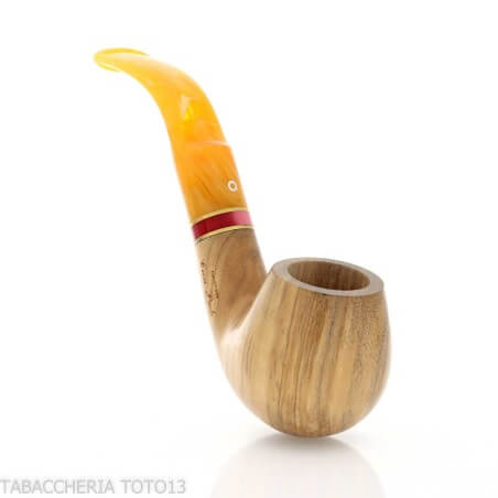 Pipa serie Oliver, acabado oliva natural, forma curvada de Apple Talamona pipe Talamona