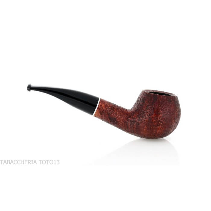 Semi-curved Apple shaped tobacco pipe in dark sandblasted briar Pipe Milano Milano pipe