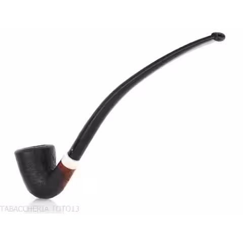 Aldo Velani churchwarden bent dublin pipe sandblasted black - Aldo Velani - Aldo Velani pipe