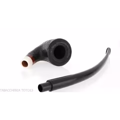 Aldo Velani churchwarden bent dublin pipe sandblasted black - Aldo Velani - Aldo Velani pipe