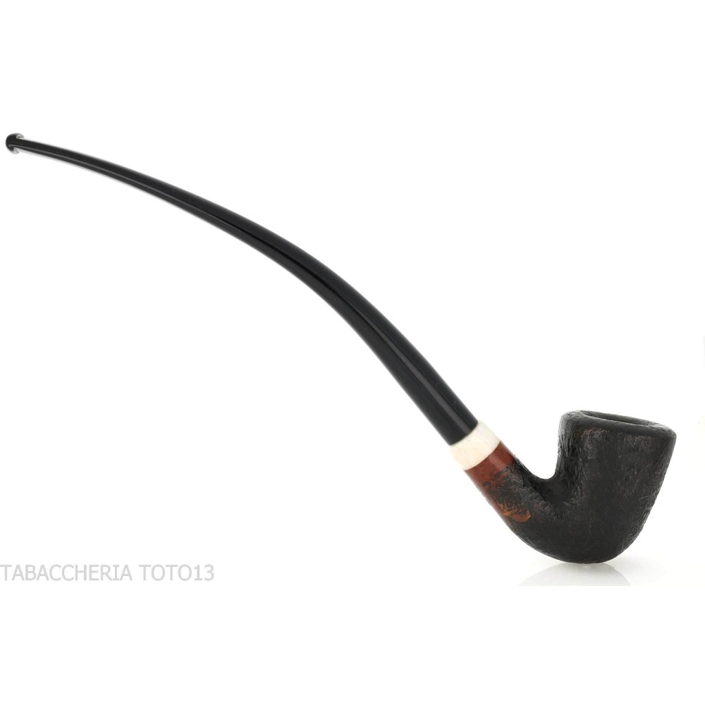 Aldo Velani schwarz sandgestrahlte Churchwarden Bent Dublin Pfeife - Tabakpfeifen