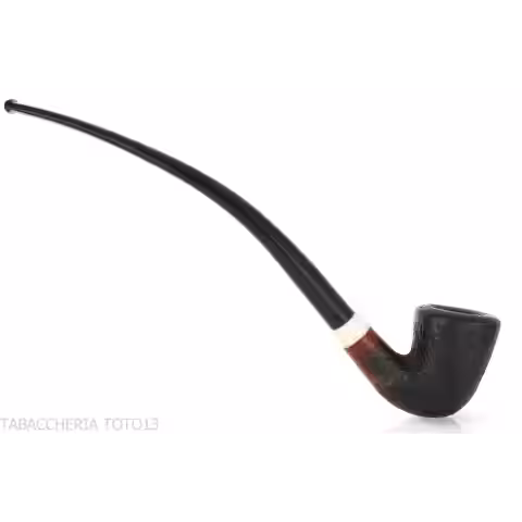 Aldo Velani churchwarden bent dublin pipe sandblasted black - Aldo Velani - Aldo Velani pipe