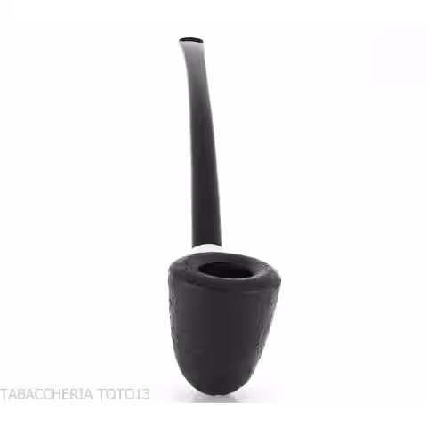 Aldo Velani churchwarden bent dublin pipe sandblasted black - Aldo Velani - Aldo Velani pipe