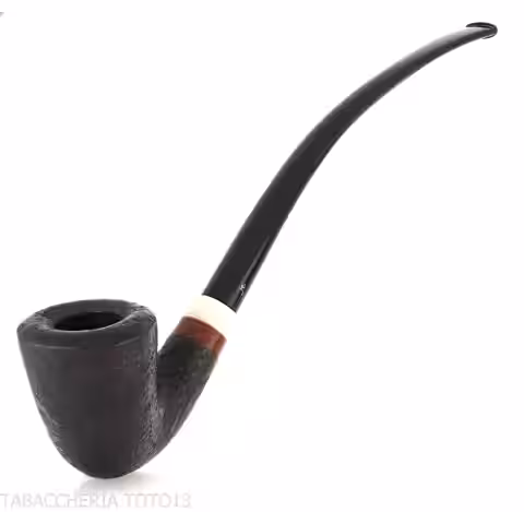 Aldo Velani churchwarden bent dublin pipe sandblasted black - Aldo Velani - Aldo Velani pipe