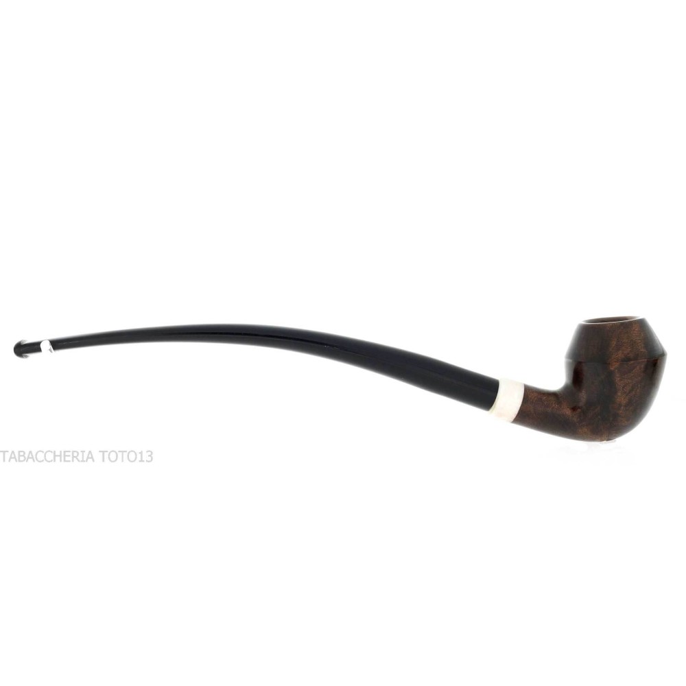 Aldo Velani Churchwarden pipe incurvé rhodésien en bruyère sombre et brillante - Pipe Pour le Tabac - Racine naturelle