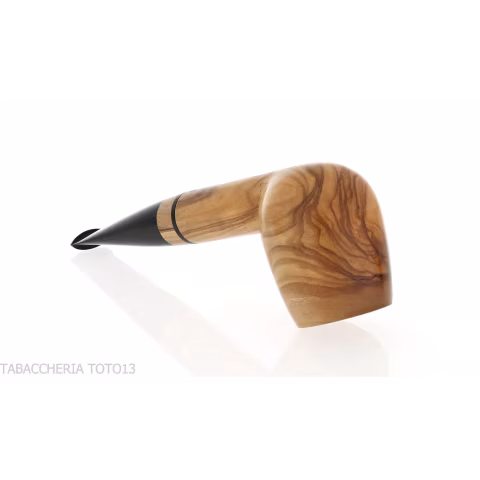 Francesco Ganci's tobacco pipe in natural olive billiard form - Tobacco Pipes - Natural root