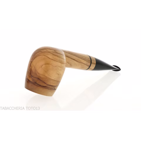 Francesco Ganci's tobacco pipe in natural olive billiard form - Tobacco Pipes - Natural root