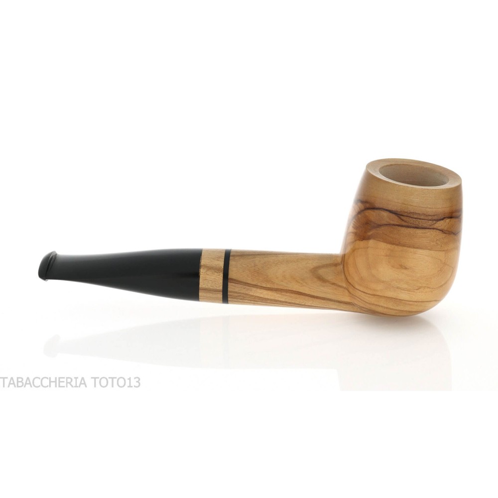 Francesco Ganci's tobacco pipe in natural olive billiard form - Tobacco Pipes - Natural root