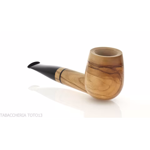 Francesco Ganci's tobacco pipe in natural olive billiard form - Tobacco Pipes - Natural root