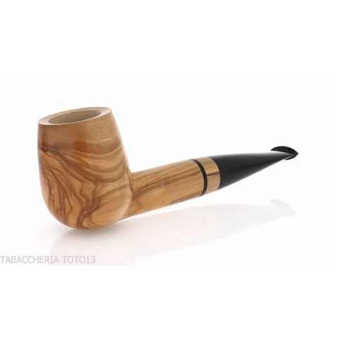 Francesco Ganci's tobacco pipe in natural olive billiard form - Tobacco Pipes - Natural root