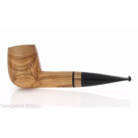 Francesco Ganci's tobacco pipe in natural olive billiard form - Tobacco Pipes - Natural root
