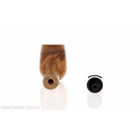 Francesco Ganci's tobacco pipe in natural olive billiard form - Tobacco Pipes - Natural root