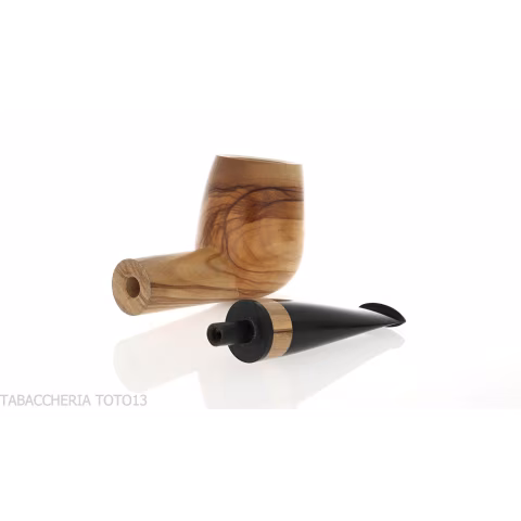 Francesco Ganci's tobacco pipe in natural olive billiard form - Tobacco Pipes - Natural root