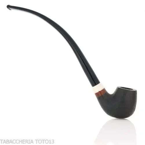 Aldo Velani churchwarden Bent Billiard sabbiata nera - Pipe