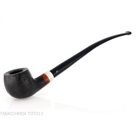 Aldo Velani Pfeife Churchwarden Topfform schwarz sandgestrahlt - Tabakpfeifen