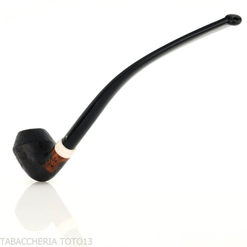 Aldo Velani Churchwarden pipa Rodesian negra pulida con chorro de arena - Aldo Velani pipe