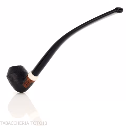 Aldo Velani Churchwarden Rhodesian curved sandblasted black pipe - Tobacco Pipes - Natural root