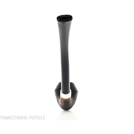 Aldo Velani Churchwarden pipa Rodesian negra pulida con chorro de arena - Aldo Velani pipe