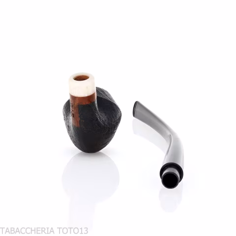 Aldo Velani Churchwarden Rhodesian curved sandblasted black pipe - Tobacco Pipes - Natural root