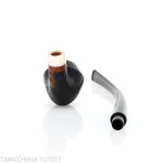 Aldo Velani Churchwarden pipa Rodesian negra pulida con chorro de arena - Aldo Velani pipe