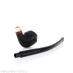 Aldo Velani Churchwarden pipa Rodesian negra pulida con chorro de arena - Aldo Velani pipe