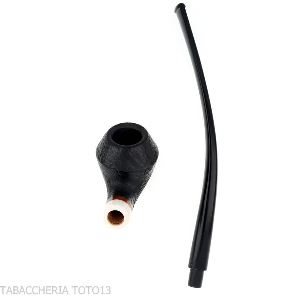 Aldo Velani Churchwarden pipa Rodesian negra pulida con chorro de arena - Aldo Velani pipe