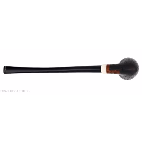 Aldo Velani Churchwarden Rhodesian curved sandblasted black pipe - Tobacco Pipes - Natural root