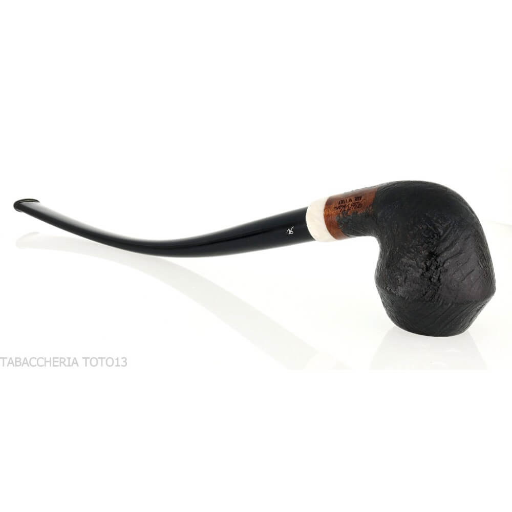 Aldo Velani Churchwarden pipa Rodesian negra pulida con chorro de arena - Aldo Velani pipe