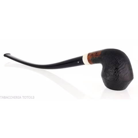Aldo Velani Churchwarden Rhodesian curved sandblasted black pipe - Tobacco Pipes - Natural root
