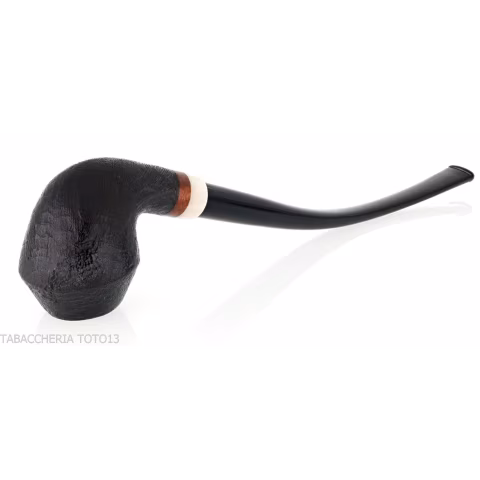 Aldo Velani Churchwarden Rhodesian curved sandblasted black pipe - Tobacco Pipes - Natural root