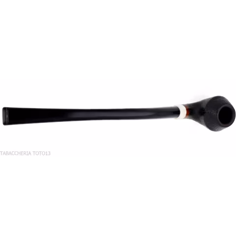 Aldo Velani Churchwarden Rhodesian curved sandblasted black pipe - Tobacco Pipes - Natural root