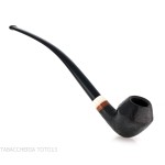 Aldo Velani Churchwarden pipa Rodesian negra pulida con chorro de arena - Aldo Velani pipe
