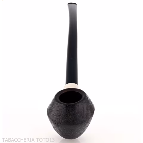 Aldo Velani Churchwarden Rhodesian curved sandblasted black pipe - Tobacco Pipes - Natural root
