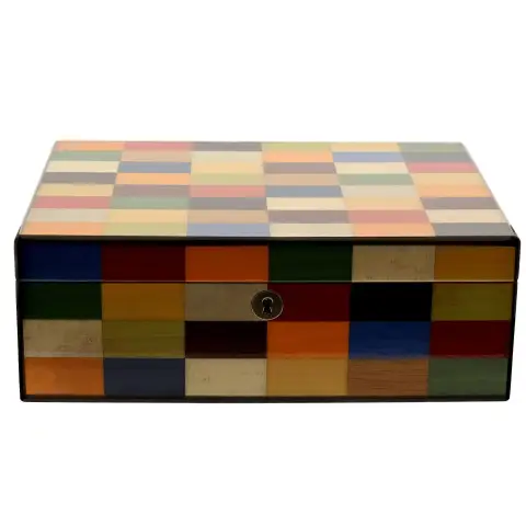 Morici Rialto scatola umidificata per 30 sigari finitura intarsio Arlecchino - Accessori Per Sigari