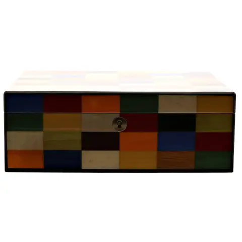Morici Rialto scatola umidificata per 30 sigari finitura intarsio Arlecchino - Accessori Per Sigari