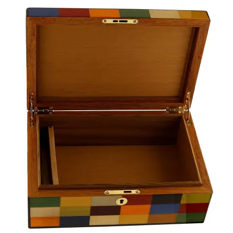 Caja humidificada Morici Rialto para 30 puros con acabado de incrustaciones de Arlequín - Accesorios Del Cigarro