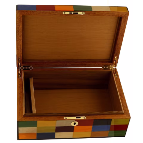 Morici Rialto scatola umidificata per 30 sigari finitura intarsio Arlecchino - Accessori Per Sigari