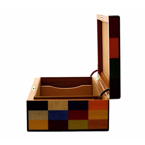 Morici Rialto scatola umidificata per 30 sigari finitura intarsio Arlecchino - Accessori Per Sigari
