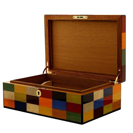 Caja humidificada Morici Rialto para 30 puros con acabado de incrustaciones de Arlequín - Accesorios Del Cigarro