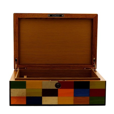 Caja humidificada Morici Rialto para 30 puros con acabado de incrustaciones de Arlequín - Accesorios Del Cigarro