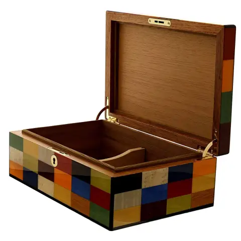Caja humidificada Morici Rialto para 30 puros con acabado de incrustaciones de Arlequín - Accesorios Del Cigarro