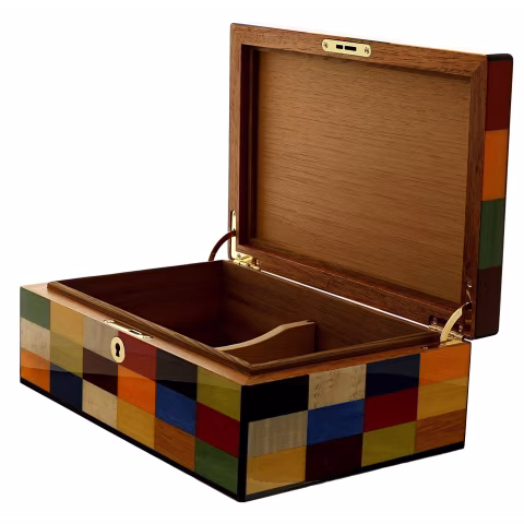 Morici Rialto scatola umidificata per 30 sigari finitura intarsio Arlecchino - Accessori Per Sigari