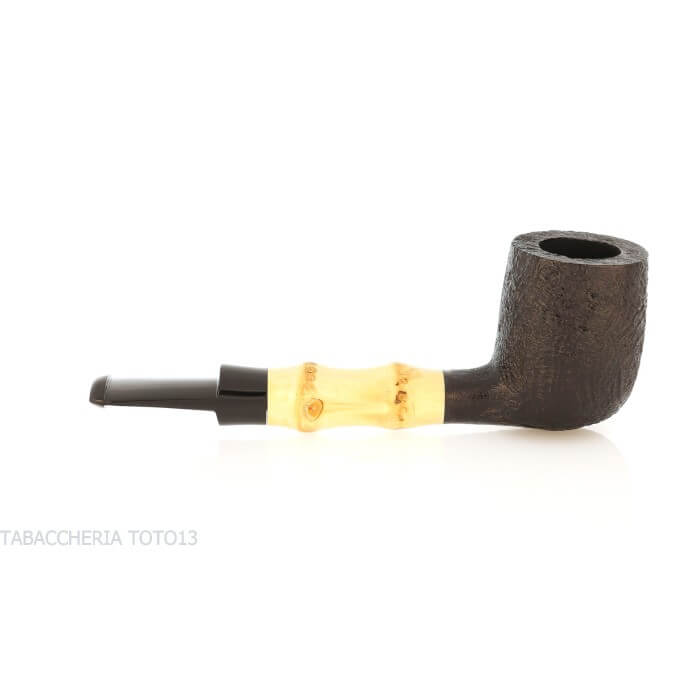 Tsuge Bamboo Straight billiard black sandblasted tobacco pipe - Tsuge Pipe