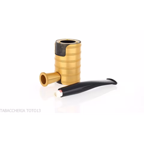 Tsuge Thunderstorm gold G9 windshield tobacco pipe - Tobacco Pipes - Natural root, Metal