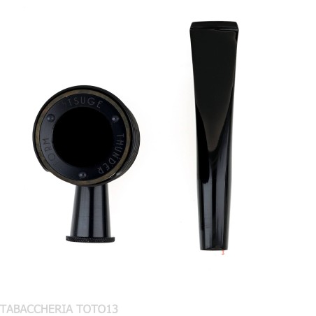 Tsuge Thunderstorm Black G9 Pfeife mit schwarzem Metall bedeckt - Tabakpfeifen