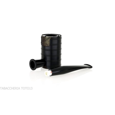 Tsuge Thunderstorm Black G9 smoking pipe covered in black metal - Tobacco Pipes - Natural root, Metal