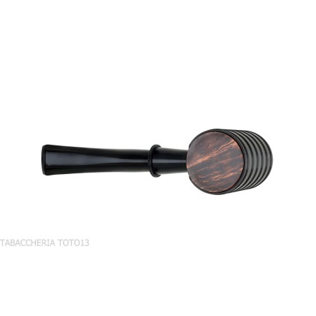 Tsuge Thunderstorm Black G9 smoking pipe covered in black metal - Tobacco Pipes - Natural root, Metal